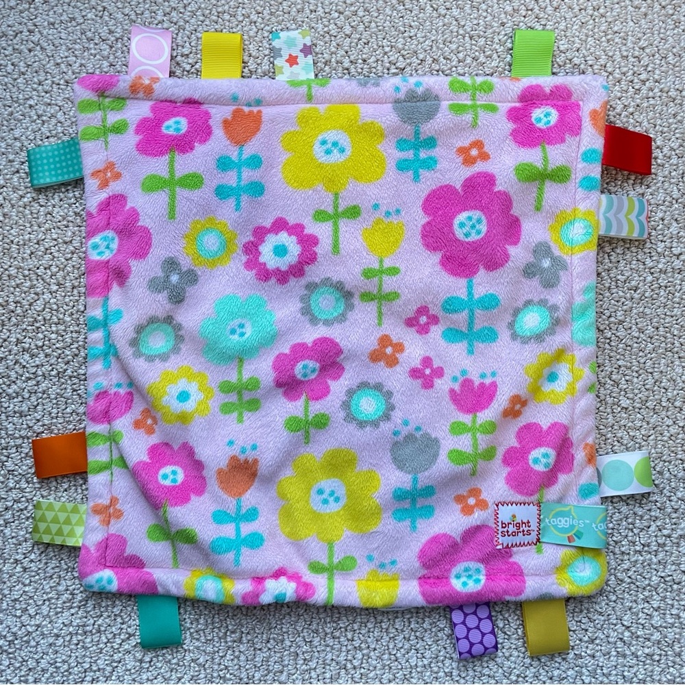 Taggies Bright Starts Flowers Security Blanket Baby Lovey Plush Pink